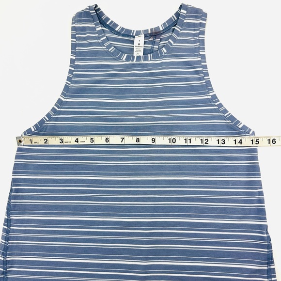 Lululemon All Tied Up Tank Cut Back Stripe Tempest Blue White - Picture 10 of 12